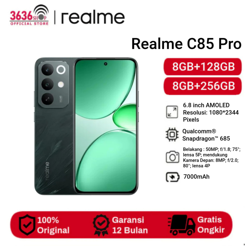 Realme C85 Pro NFC 128GB 256GB AMOLED Snapdragon 685 Processor 6300mAh Battery Garansi Resmi