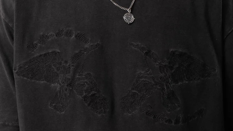 TURF – TRANSFORM Washed Black Heavyweight Cotton Combed Graphic T-shirt Kaos Katun Grafis